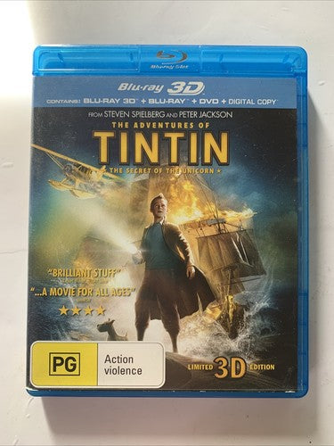 The Adventures of Tintin: Secret of the Unicorn (Bluray 3D + 2D, 3-Disc) RegionB
