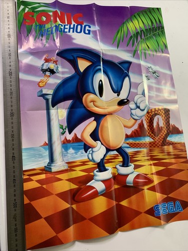 Sonic The Hedgehog Poster SEGA Mega Drive 1991 Original Genuine Vintage 59x21cm