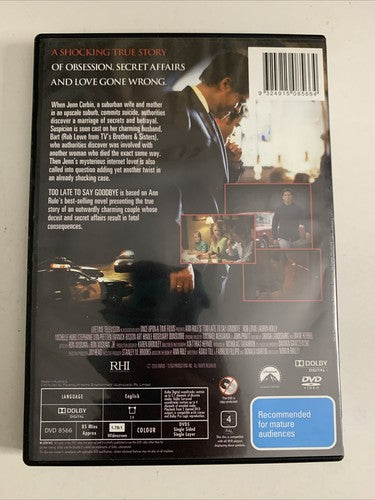 Too Late to Say Goodbye (DVD, 2009) Lauren Holly, Rob Lowe  Region 4