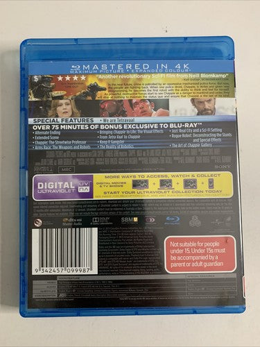 Chappie (Blu-ray, 2015) Hugh Jackman, Sigourney Weaver All Regions