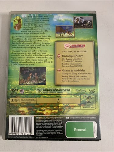 Bambi 2: The Great Prince of the Forest (DVD, 2006) Disney Film Region 4