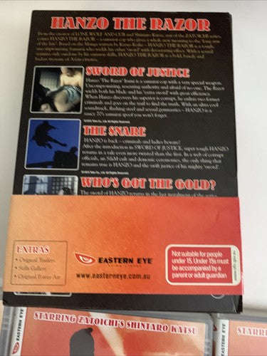 Hanzo the Razor 1, 2, 3 Boxset (DVD, 3-Disc) Shintaro Katsu Region 4