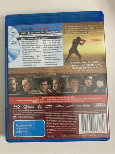 Star Wars: The Last Jedi (Blu-ray, 2017, 2-Disc) All Regions