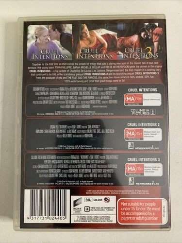 Cruel Intentions 1, 2, 3 (Ultimate Collector's Edition, DVD, 1999) Region 4