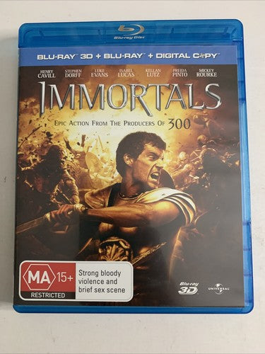 Immortals 3D (Blu-ray 3D + 2D, 2011) Henry Cavill, Mickey Rourke Region B