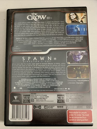 The Crow / Spawn: Director's Cut (DVD, 2-Disc) Brandon Lee Region 4