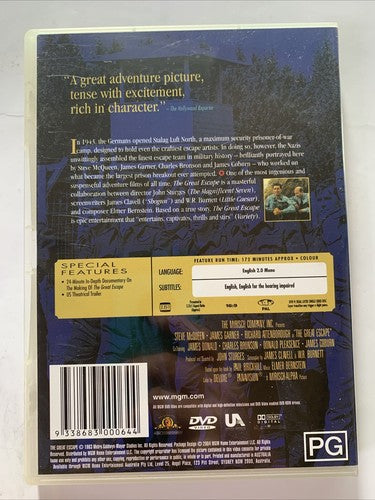 The Great Escape (DVD, 1963) Steve McQueen Region 4 NEW