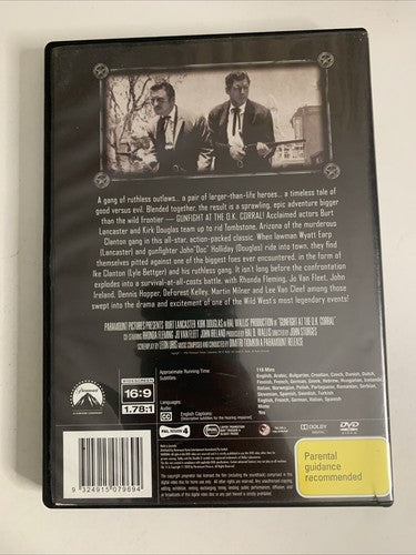 Gunfight at the O.K. Corral (DVD, 1957) Burt Lancaster, Kirk Douglas Region 4
