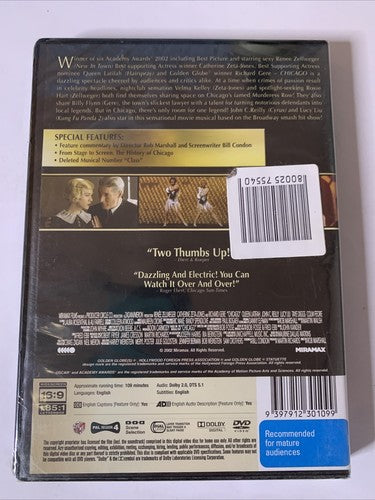Chicago (DVD, 2002) Catherine Zeta Jones, Richard Gere, Renee Zellweger NEW