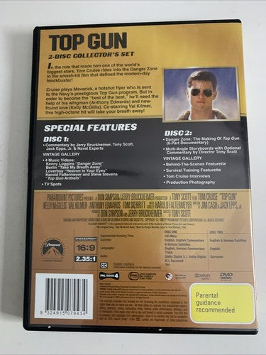 Top Gun (Special  Collector's Edition, DVD, 1986, 2-Disc) Tom Cruise Region 4
