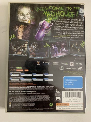 Batman : Arkham Asylum Game of Year Edition PC Windows DVD 2011 Game