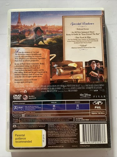 Ratatouille (DVD, 2007) Disney Pixar Animated Film Region 4