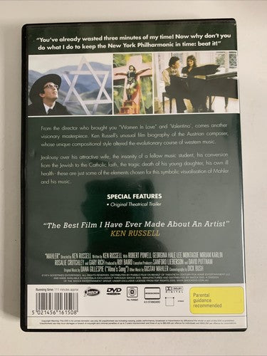 Mahler (DVD, 1974) Ken Russell Film, Robert Powell, Georgina Hale  All Regions