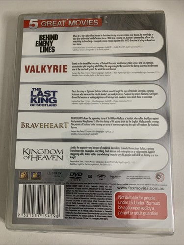 Behind Enemy Lines/ Valkyrie/ Last King Scotland/ Braveheart/ Kingdom Heaven DVD