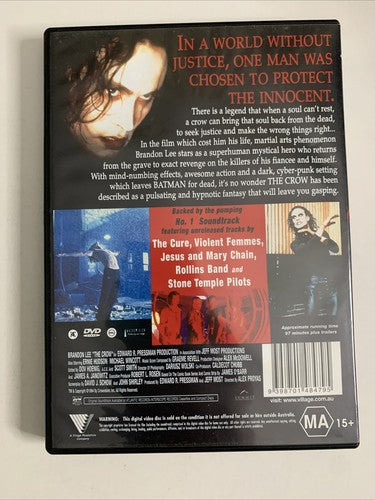 The Crow (DVD, 1994) Brandon Lee Region 4