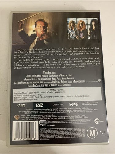 The Witches of Eastwick (DVD, 1987) Cher, Jack Nicholson, Michelle Pfeiffer