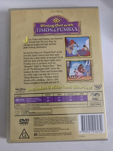 Dining Out with Timon and Pumbaa (DVD, 2004) Disney Animation Region 4