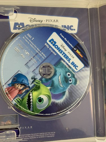 Monsters, Inc. (DVD, 2001) Disney Pixar Film Region 4