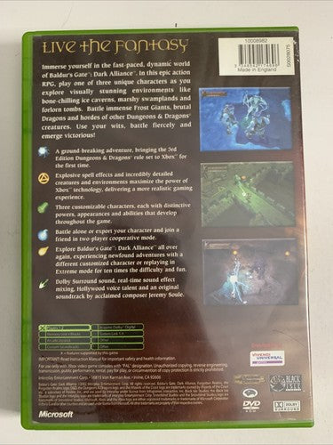 Baldur's Gate: Dark Alliance Microsoft XBOX Original PAL Game Complete