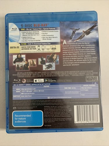 Captain America: Civil War (Blu-ray, 2016) All Regions