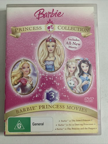 Barbie Princess Collection (DVD, 2006, 3-Discs) Animation Movie Region 4 &2
