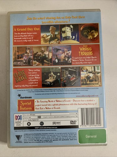 Wallace and Gromit: 3 Cracking Adventures (DVD, 1989) Region 4