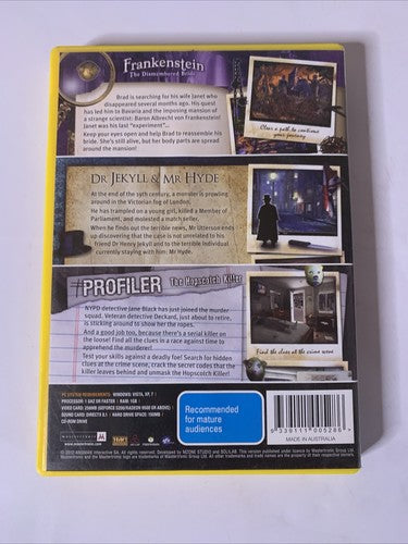 The Horror Triple Pack: Dr Jekyl & Hyde / Frankenstein / Profiler PC CD-ROM Game