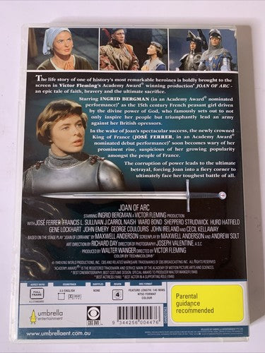 Joan Of Arc (DVD, 1948) Ingrid Bergman, Victor Fleming Film Region 4