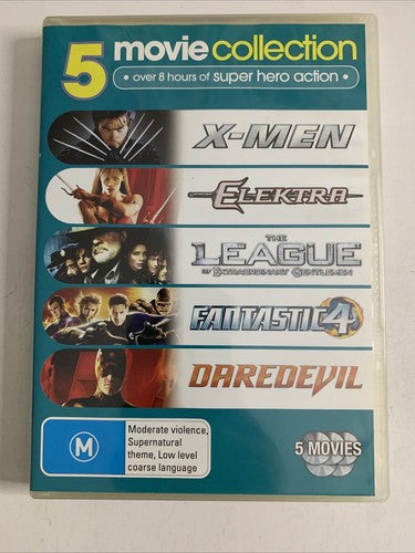 X-Men / Elektra / The League / Fantastic 4 / Daredevil (DVD, 5-Discs) Region 4