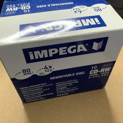 Imprega 10x CD-RW Rewritable Disc Blank Media 700MB 80min NEW