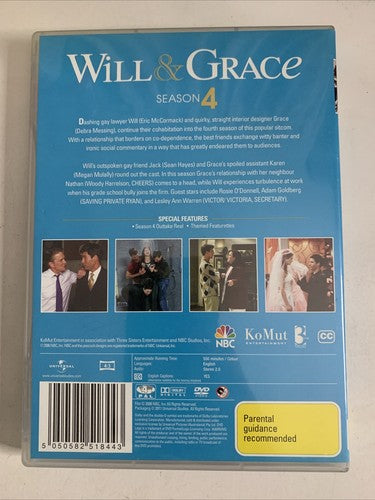 Will & Grace : Season 4 (DVD, 2000, 4-Disc) Region 4
