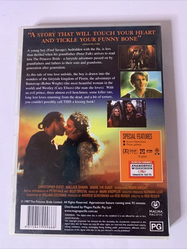 The Princess Bride (DVD, 1987) Peter Falk, Robin Wright, Cary Elwes Region 4