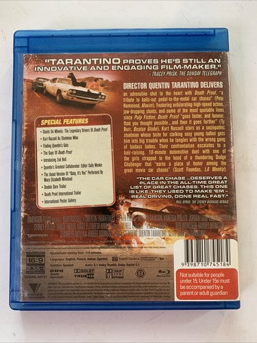 Death Proof (Blu-ray, 2007) Kurt Russell, Quentin Tarantino Region B