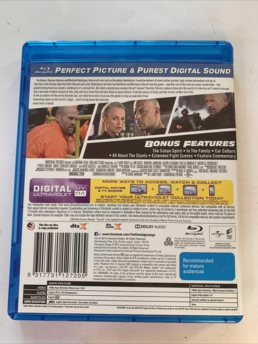 The Fate of the Furious (Blu-ray, 2017) Vin Diesel, Dwayne Johnson All Regions