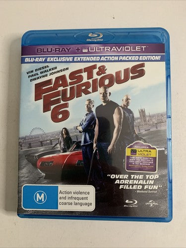 Fast & Furious 6 (Blu-ray, 2013) Dwayne Johnson,  Paul Walker, Vin Diesel
