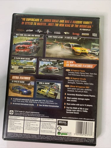V8 Supercars Australia 2 PC Windows DVD-ROM Codemaster Car Racing Game Complete