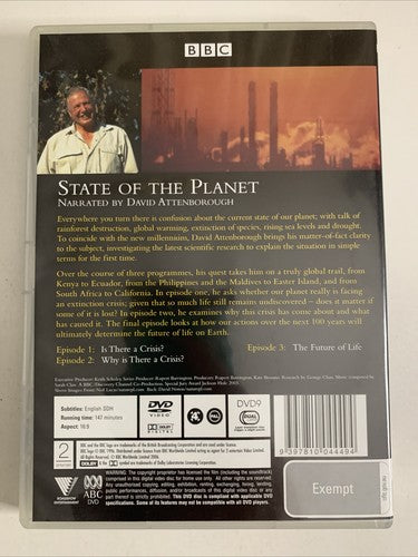 State of the Planet (DVD, 2000) BBC David Attenborough Documentary Region 4 NEW
