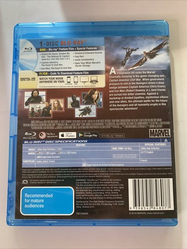 Captain America: Civil War (Blu-ray, 2016) All Regions