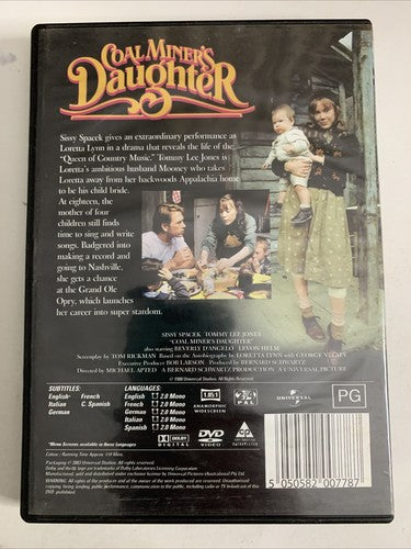 Coal Miner's Daughter (DVD, 1980) Tommy Lee Jones, Sissy Spacek Region 4 &2