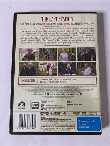 The Last Station (DVD, 2009) Christopher Plummer, Helen Mirren Region 4