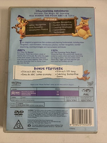 Winnie the Pooh: Abc's & 123's Discover the Magic Learning (DVD, 2004) Region 4