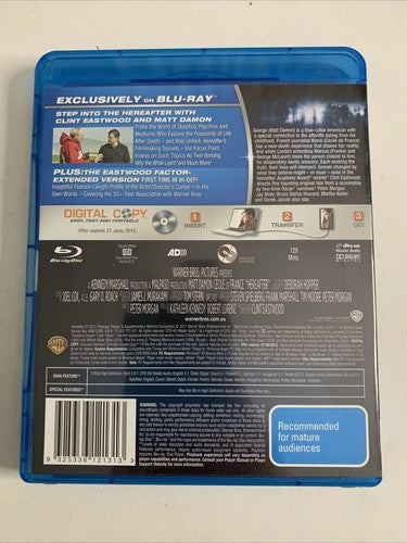 Hereafter (Blu-ray + DVD, 2010, 2-Disc) Matt Damon, Cecile De France Region B &4