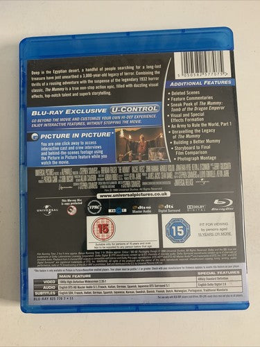 The Mummy (Blu-ray, 1999) Brendan Fraser, Rachel Weisz Region B
