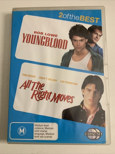Youngblood / All The Right Moves (DVD, 2-Discs) Rob Lowe, Tom Cruise Region 4