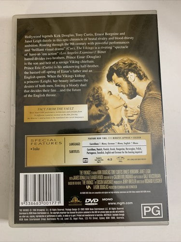 The Vikings (DVD, 1958) Kirk Douglas, Tony Curtis, Janet Leigh Region 4