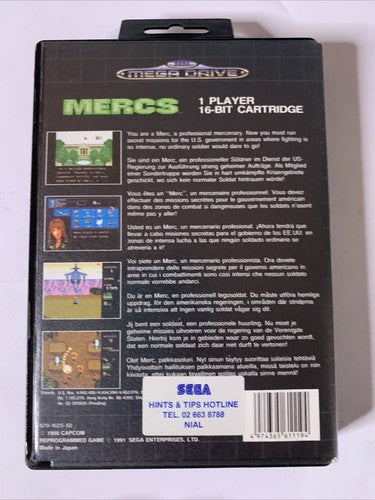 Mercs SEGA Mega Drive PAL 1990 Game Complete