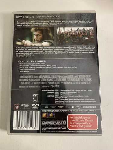 Braveheart (Definitive Edition, DVD, 1995, 2-Disc) Mel Gibson Region 4