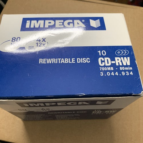 Imprega 10x CD-RW Rewritable Disc Blank Media 700MB 80min NEW
