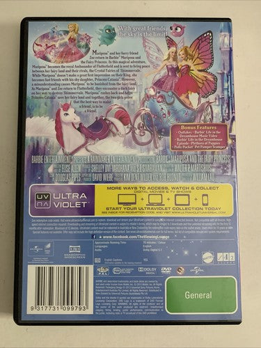 Barbie Mariposa & the Fairy Princess (DVD, 2013) Animated Movie Region 4 &2