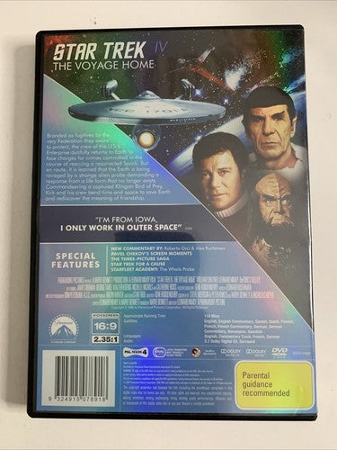 Star Trek IV: The Voyage Home (DVD, 1986) William Shatner, Leonard Nimoy Region4